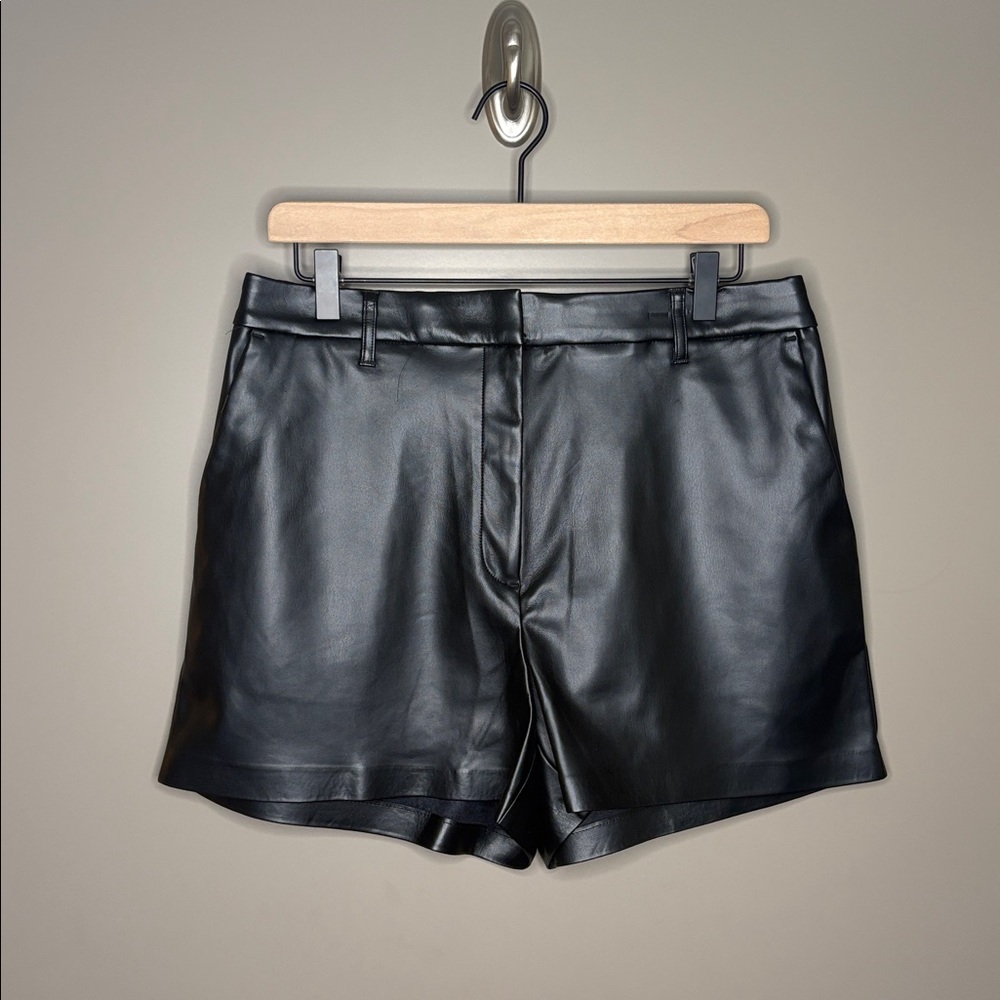 NWOT Express Editor Black Faux Leather Shorts - Sz 10